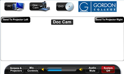 Picture of source screen on Extron touch panel