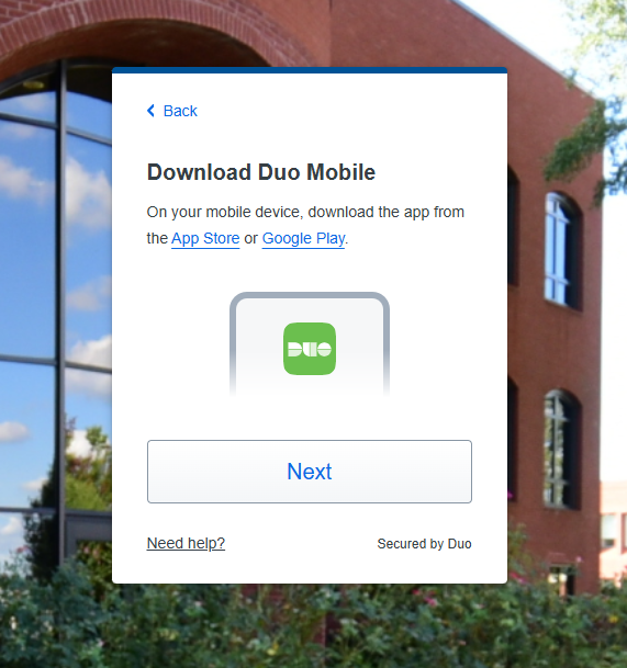 Image showing Duo Mobile Install link