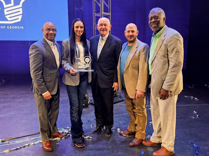 (L-R) Dr. Charles Smith, Danielle Gibson, USG Chancellor Sonny Perdue, Dr. Andy Osborne, Ryran Traylor